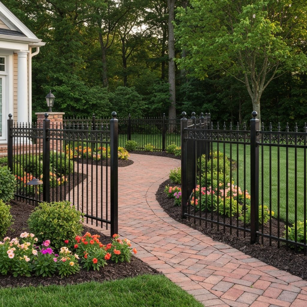 Elegant ornamental aluminum fence with decorative finials