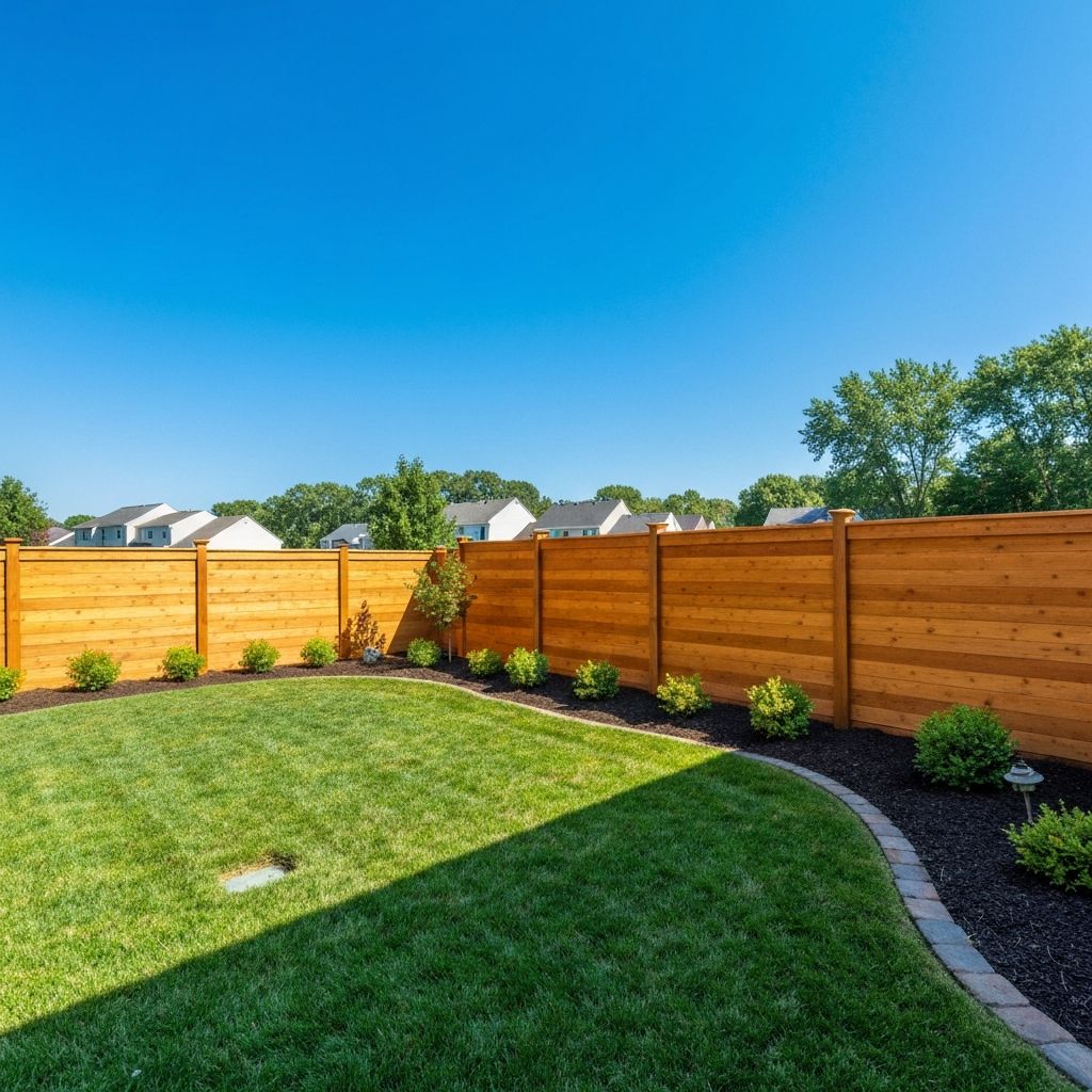 Natural cedar privacy fence with warm wood tones